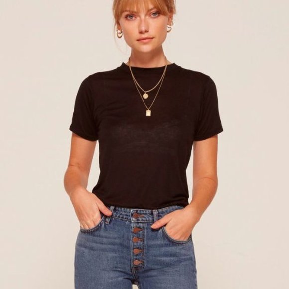 Black Joplin Relaxed Tee - Reformation - Picture 2 of 4